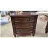 Image 14 : Pair of Dark Wood Nightstands Three-Drawer Fluted Columns with Ring Pulls, 30 × 18 1/2 × 30”