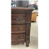 Image 15 : Pair of Dark Wood Nightstands Three-Drawer Fluted Columns with Ring Pulls, 30 × 18 1/2 × 30”
