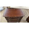 Image 16 : Pair of Dark Wood Nightstands Three-Drawer Fluted Columns with Ring Pulls, 30 × 18 1/2 × 30”