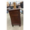 Image 2 : Pair of Dark Wood Nightstands Three-Drawer Fluted Columns with Ring Pulls, 30 × 18 1/2 × 30”