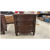 Image 4 : Pair of Dark Wood Nightstands Three-Drawer Fluted Columns with Ring Pulls, 30 × 18 1/2 × 30”