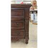 Image 5 : Pair of Dark Wood Nightstands Three-Drawer Fluted Columns with Ring Pulls, 30 × 18 1/2 × 30”