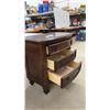 Image 7 : Pair of Dark Wood Nightstands Three-Drawer Fluted Columns with Ring Pulls, 30 × 18 1/2 × 30”