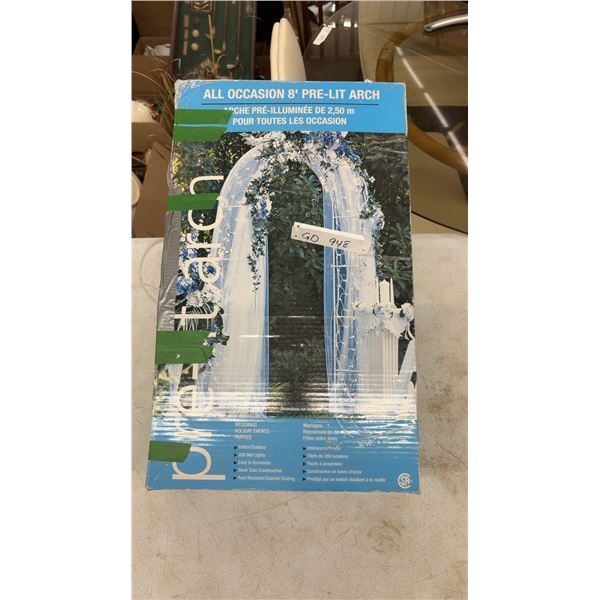 All Occasion 8' Pre-Lit Arch with 200 Net Lights, Steel Tube Construction, Indoor/Outdoor