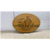 Image 1 : Vintage William Byrd 1975 Carved Wooden Oval Wall Plaque with Ship and Sails Relief, 20 × 27”