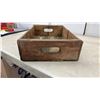 Image 4 : Vintage: Pepsi-Cola Wooden Beverage Crate 5 × 12 × 18” and Gold Colour Mesh-Wrapped Glass Seltzer