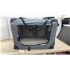 Image 1 : Gray Soft-Sided Collapsible Pet Crate With Mesh Windows, Carrying Handles, and Removable Mat, 25 ×