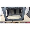 Image 6 : Gray Soft-Sided Collapsible Pet Crate With Mesh Windows, Carrying Handles, and Removable Mat, 25 ×