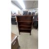 Image 1 : Dark Stained Wood Four-Shelf Open-Back Bookcase