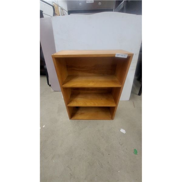Wooden Open-Front Wedge-Shaped Bookcase with Three Shelves 33”×24”×10”