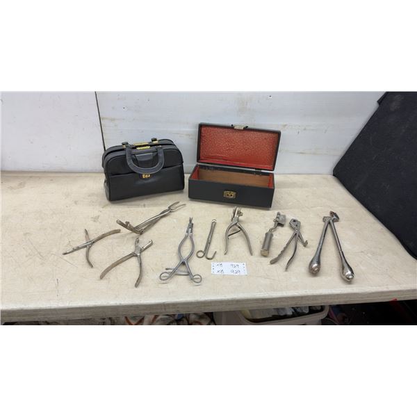 Vintage Stainless Steel Surgical Veterinary Instruments, Bone Rongeurs, Forceps, Retractors, 2