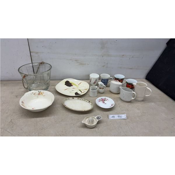 Assorted Dinnerware and Glass Ice Bucket, Johnson Bros. Ironstone Bowl, Grindley, Brendan J.S.
