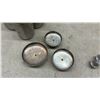 Image 5 : Vintage Mid-Century Aluminum Kitchen Canister Set, Shakers, and Glass Cruet With Horse Stopper