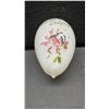 Image 2 : Vintage Blown Milk Glass Hand-Painted Easter Greeting Egg with Floral Design, Approximately 6 × 4”