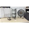 Image 2 : Wrought Iron and Rattan Display, 3-Tiered Stand, 28 × 16” with Glass Shelves, Wall Decor, and