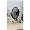 Image 4 : Wrought Iron and Rattan Display, 3-Tiered Stand, 28 × 16” with Glass Shelves, Wall Decor, and