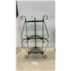 Image 7 : Wrought Iron and Rattan Display, 3-Tiered Stand, 28 × 16” with Glass Shelves, Wall Decor, and