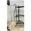 Image 9 : Wrought Iron and Rattan Display, 3-Tiered Stand, 28 × 16” with Glass Shelves, Wall Decor, and