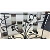 Image 3 : Wrought Iron and Glass Solar-Powered Garden Lights, 6 Piece Set, Approximately 18 × 27”
