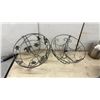 Image 2 : Assorted Lanterns and Hanging Baskets: (2) Metal Hanging Baskets, (1) Black Solar Lantern