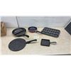 Image 1 : T-Fal Divided Fry Pan, T-Fal Fry Pan, Muffin Pan, Snowflake Pancake Pan, and Square Cast Griddle