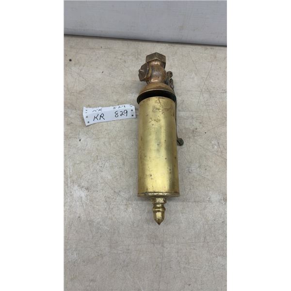 Vintage Brass Steam Whistle with Lever-Operated Valve and Single Bell
