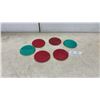 Image 1 : 6 Stimsonite Round Reflex Reflectors, Red and Green, 5 1/4” Diameter