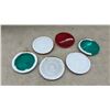 Image 2 : 6 Stimsonite Round Reflex Reflectors, Red and Green, 5 1/4” Diameter
