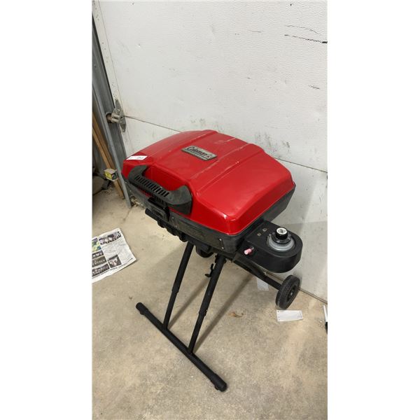 Coleman RoadTrip LXE Portable Propane Grill, Red and Black, with Stand and Wheels