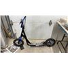 Image 1 : Mongoose Black and Blue Scooter with Skull Deck, Front and Rear Brakes, and Blue Spokes