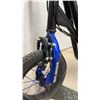 Image 3 : Mongoose Black and Blue Scooter with Skull Deck, Front and Rear Brakes, and Blue Spokes