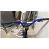 Image 4 : Mongoose Black and Blue Scooter with Skull Deck, Front and Rear Brakes, and Blue Spokes