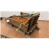 Image 3 : Vintage Wooden Sled with Steering Handle, Orange Shag Carpet Liner