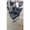 Image 3 : Set of Black Faux Leather Cantilever Guest Chairs with Padded Seats, Backs, and Armrests