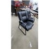Image 5 : Set of Black Faux Leather Cantilever Guest Chairs with Padded Seats, Backs, and Armrests