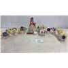 Image 1 : Porcelain Lady Figurine with Roses and Assorted Miniature Ceramic Floral Arrangements