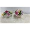 Image 6 : Porcelain Lady Figurine with Roses and Assorted Miniature Ceramic Floral Arrangements