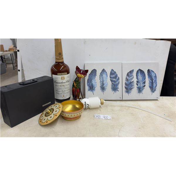 Canadian Club Branded Liquor Bottle with Accordion Pump Dispenser and More