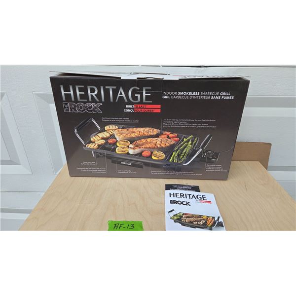 Heritage "The Rock" Indoor Smokeless Barbeque Grill, 16" × 10", New in Box