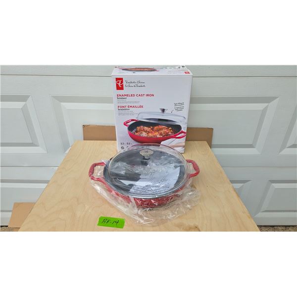 Enameled Cast Iron Braiser with Glass Lid, 3.3L