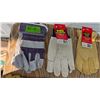 Image 3 : 5 Pair Leather/Cotton Work Gloves - Large