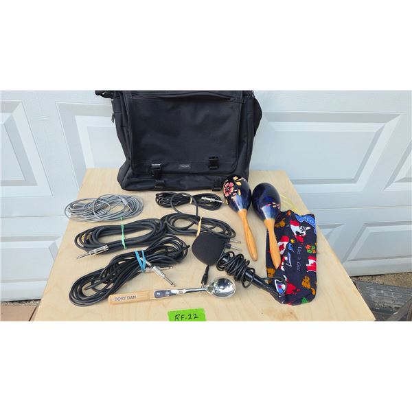 10-Piece Music Accessories: Spoons, Maracas, Mic, Cords, Bag
