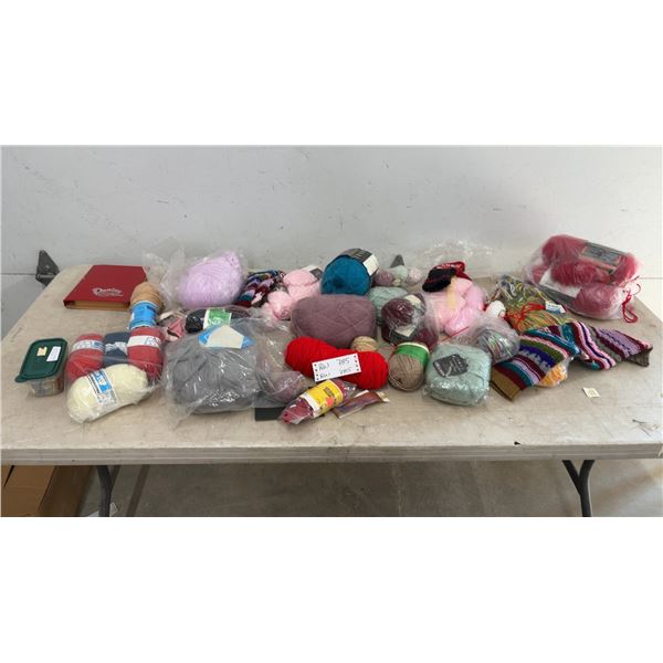 Assorted Wool Yarn Lot: Red Heart Super Saver, Bernat, and Various Skeins