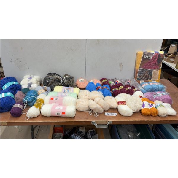Bernat "Beauty in Ripples" Afghan Kit C-90, Golds 51433, and Assorted Yarn Lot