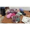 Image 2 : Large Lot of Assorted Yarn Including Sayelle and Patons, Pattern Booklets and Knitting Projects