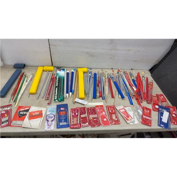 Large Collection of Knitting Needles Including Aero, Boye, Prym, Susan Bates, Cases, Gauge