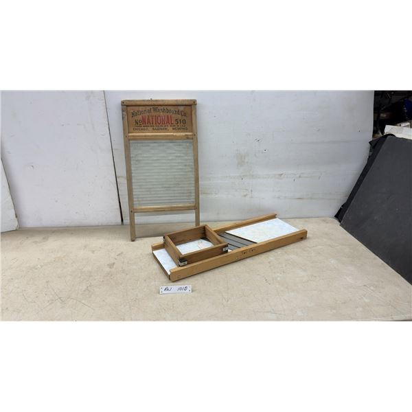 National Washboard Co. No. 510 Glass Washboard and Wooden Slaw Cutter