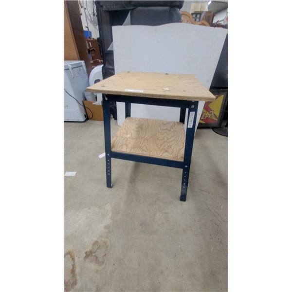 Adjustable-Height Utility Table with Metal Frame and Plywood Top and Shelf 33”×24”×24”
