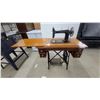 Image 1 : Antique Raymond Treadle Sewing Machine in Ornate Wooden Cabinet With Four Drawers