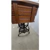 Image 6 : Antique Raymond Treadle Sewing Machine in Ornate Wooden Cabinet With Four Drawers